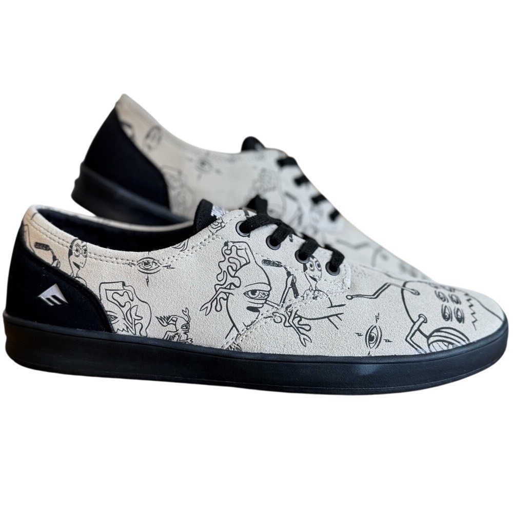 Emerica Romero Laced Toy Machine Mens 10 Grey Black Excellent Ed Templeton Art